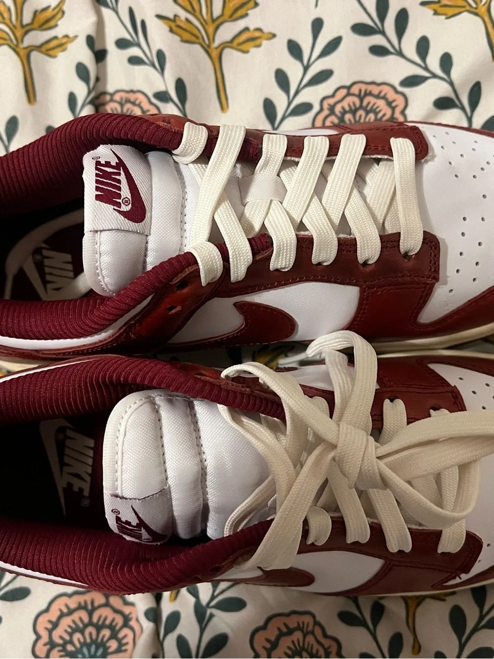 nike dunk low prm   white/team red - coconut milk   size 8 wmns